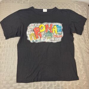 Vintage 90’s/00’s Y2K Black Roma Italian Graffiti Graphic Cotton T-Shirt Medium